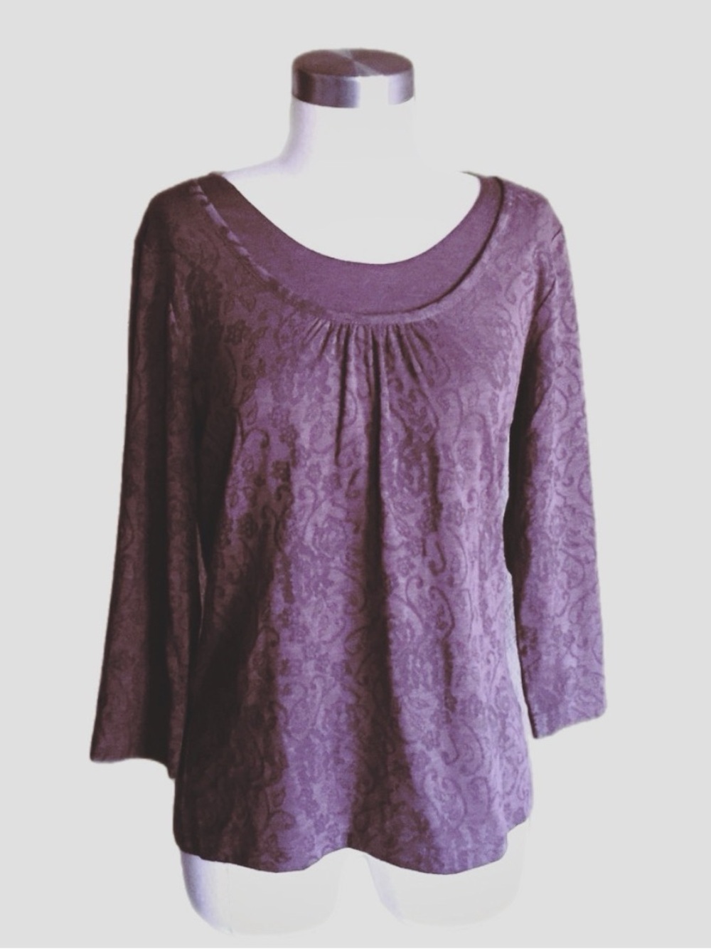 Y2K Vintage Coldwater Creek Milk Chocolate Jacquard Top - Size Small